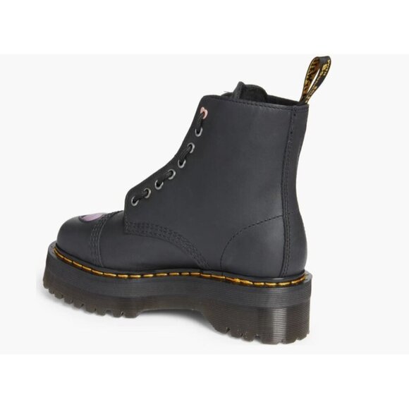 NEW! Dr Martens Women's Sinclair Hearts Platform Boots Black Satin Lux Size 5 - Picture 4 of 5